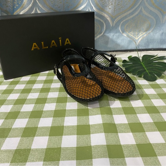 Alaia Black Mesh Sandals